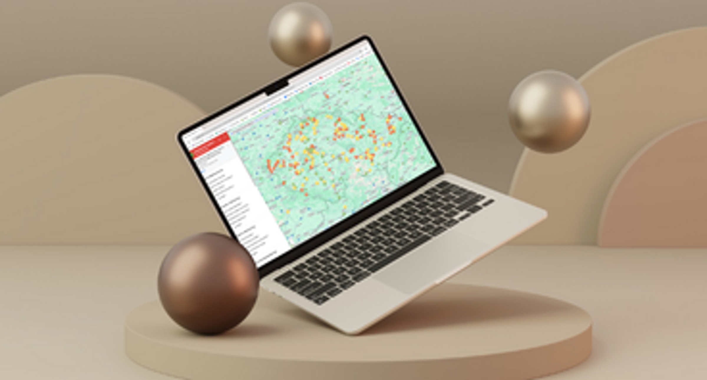 Počítač s náhledem mapy