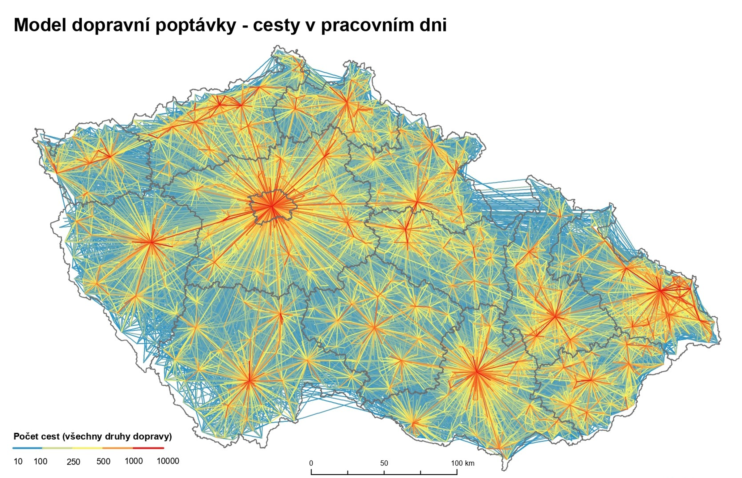 Mapa Dopravní poptávky v pracovní dny