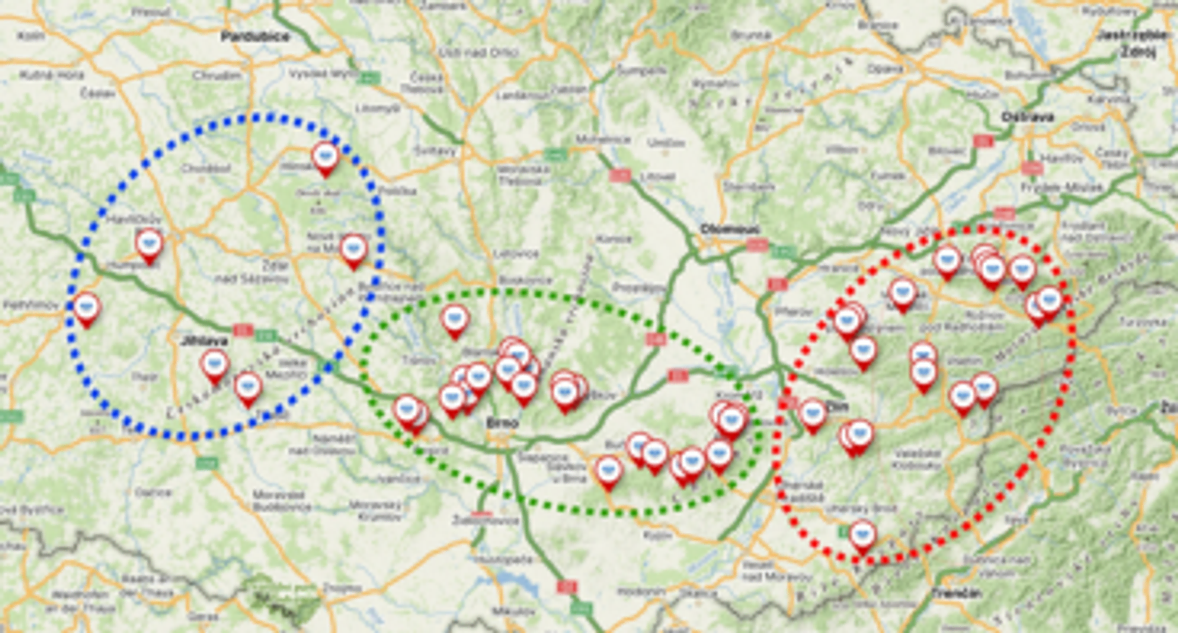 Mapa zdrojů pitné vody v Česku