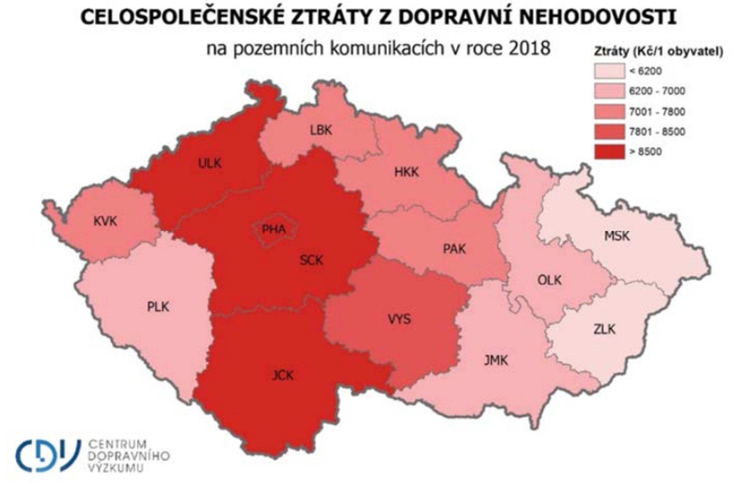 Celkové ztráty z dopravních nehod na pozemních komunikacích v roce  2018 překročily 80 mld. Kč 06