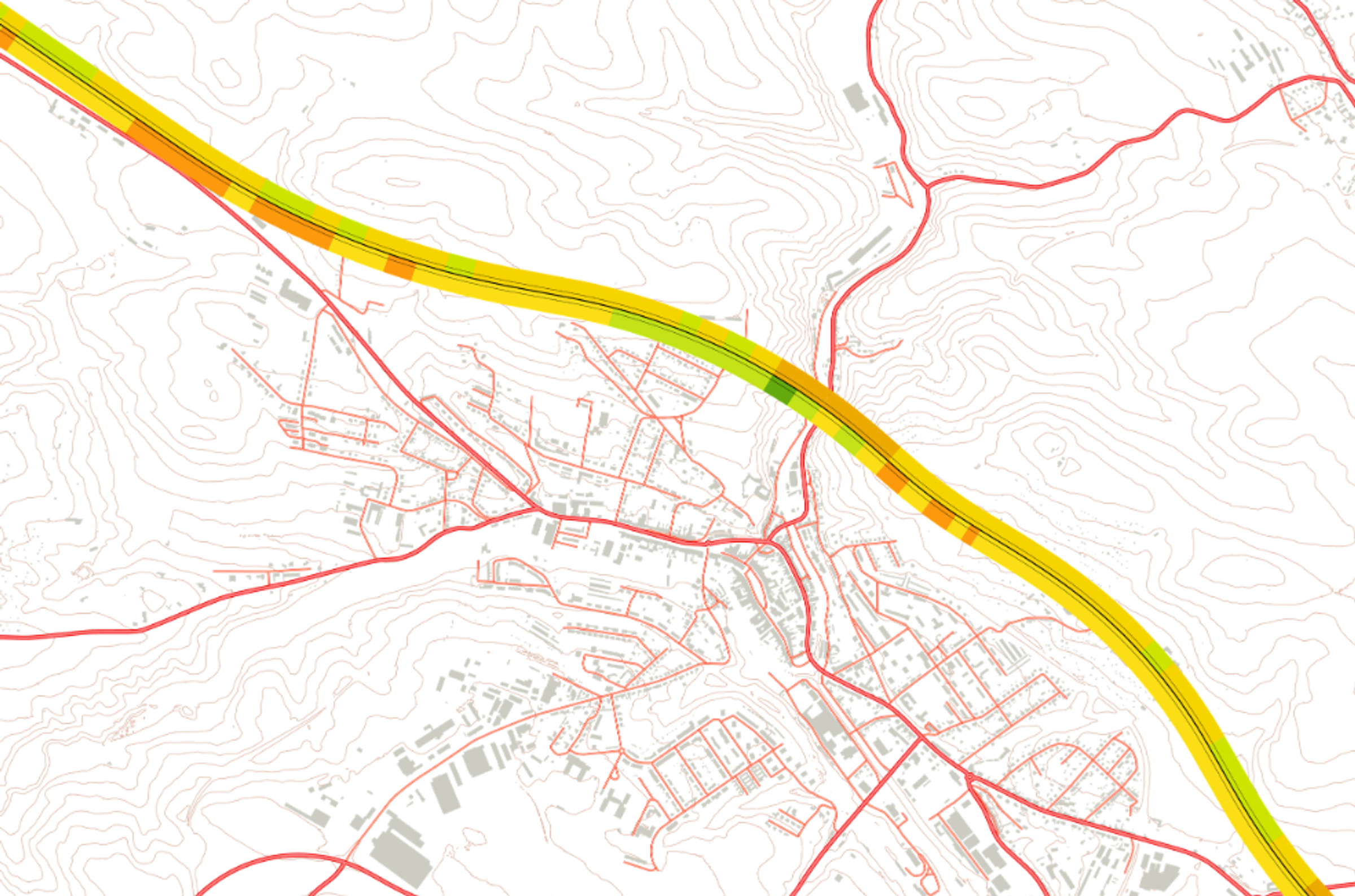 Mapa hlučnosti vozovky D1 po modernizaci