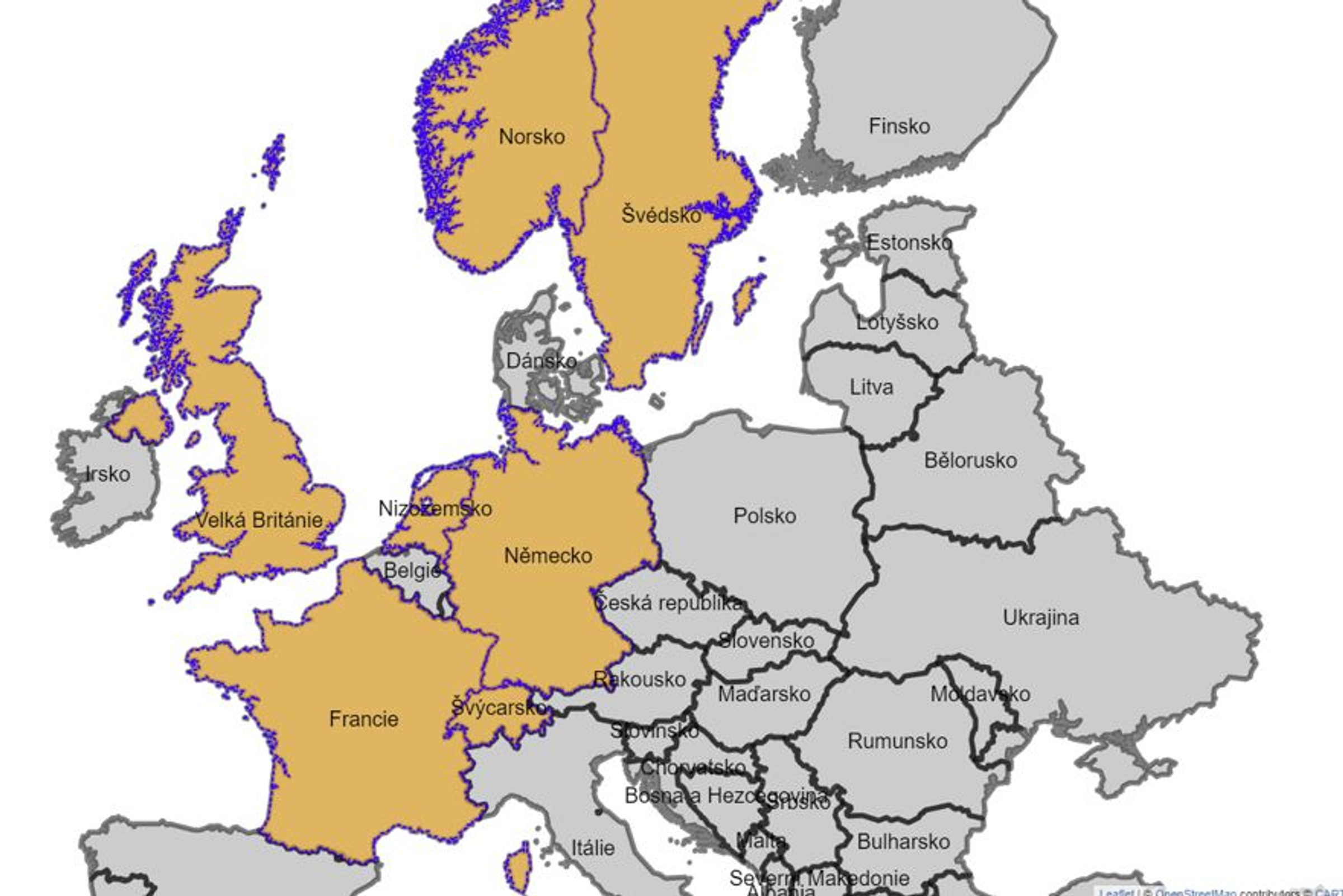 Země, ve kterých probíhal průzkum ohledně zklidňování dopravy 